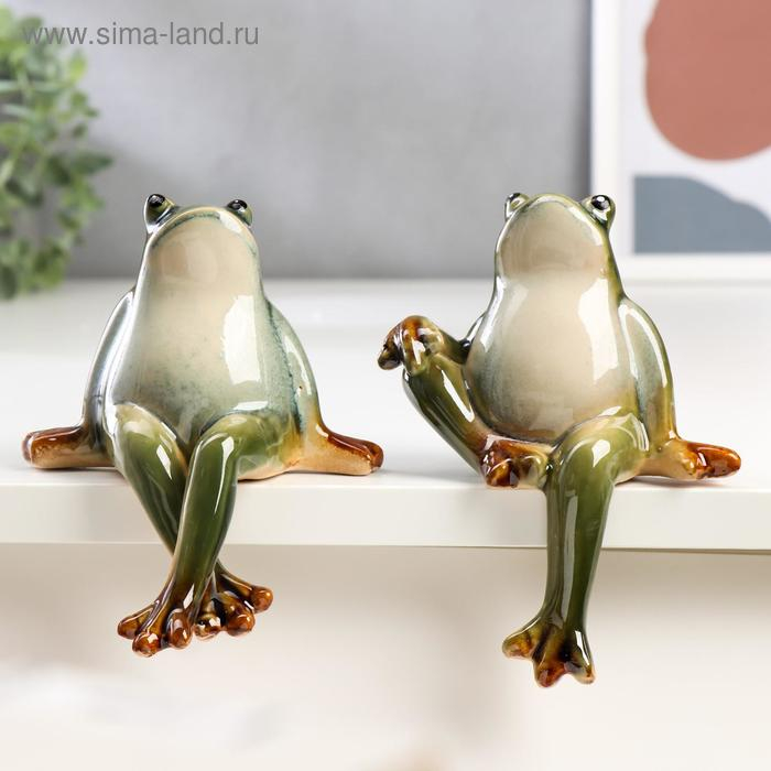 Сувенир керамика "Лягушка" набор 2 штуки 14х10х11,5 см