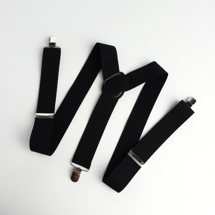 Подтяжки взрослые, ширина 3.5 см, цвет чёрный Подтяжки взрослые, ширина 3.5 см, цвет чёрный