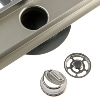 Трап ZEIN, c флaнцeм свободного вращения 360&deg;, 7х40 см, d=40/50 мм, нерж. сталь, сатин