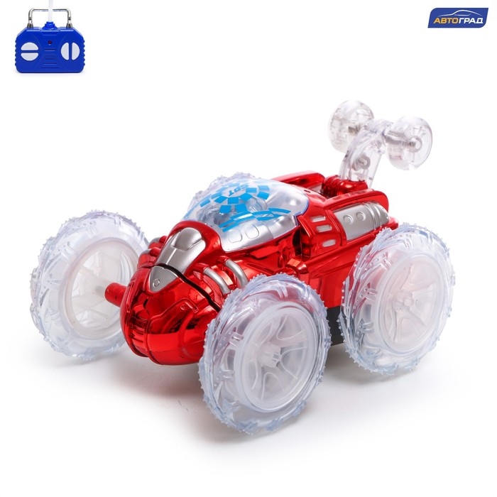 Машина-перевёртыш радиоуправляемая «Трюк», работает от батареек, световые эффекты, цвет красный Машина-перевёртыш радиоуправляемая «Трюк», работает от батареек, световые эффекты, цвет красный