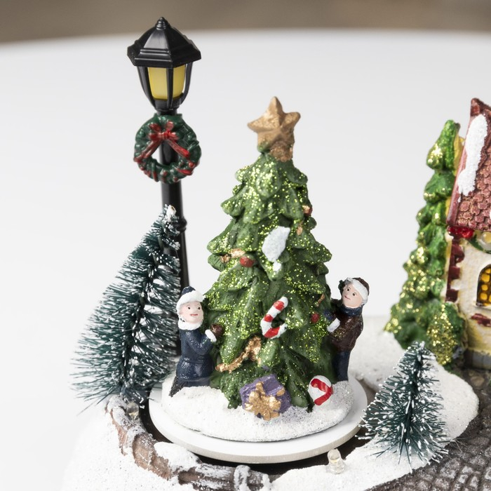 Светодиодная фигура &laquo;Новогодний город&raquo; 19 &times; 17 &times; 13 см, полистоун, батарейки ААх3 (не в комплекте), USB, свечение тёплое белое