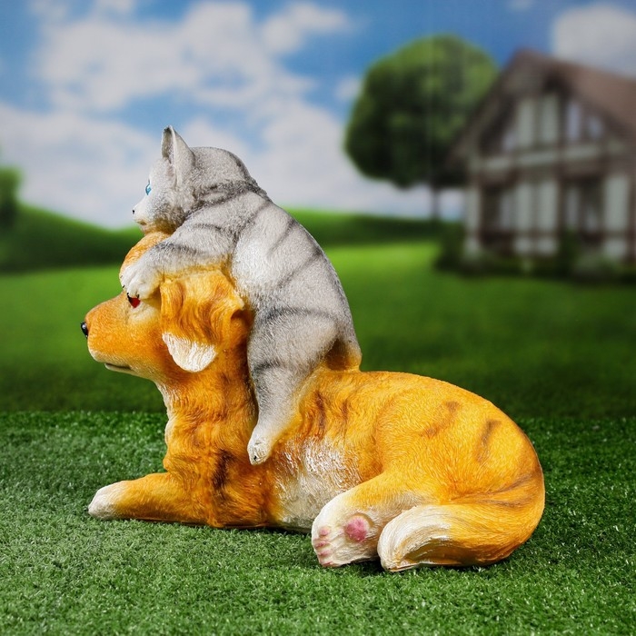 Садовая фигура Садовая фигура "Щенок с котенком" 32х20х25см