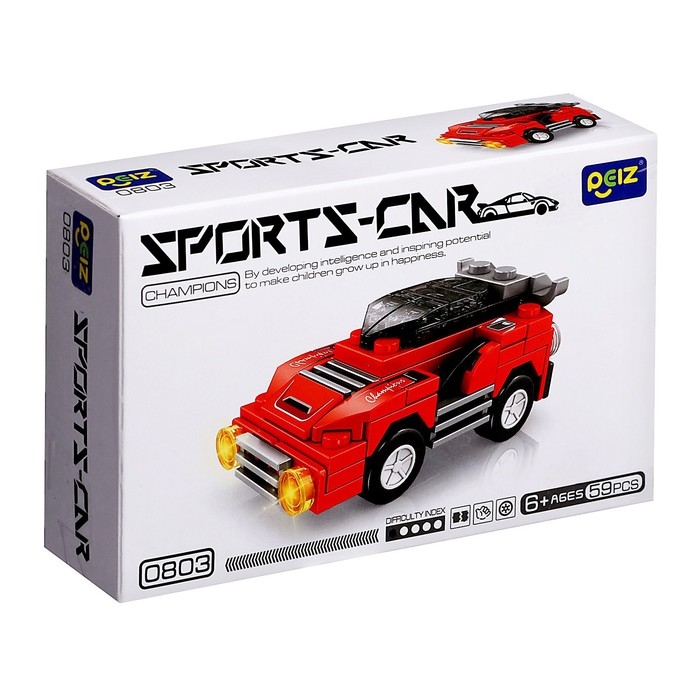 Конструктор Гонка &laquo;Спорткар&raquo;, 59 деталей