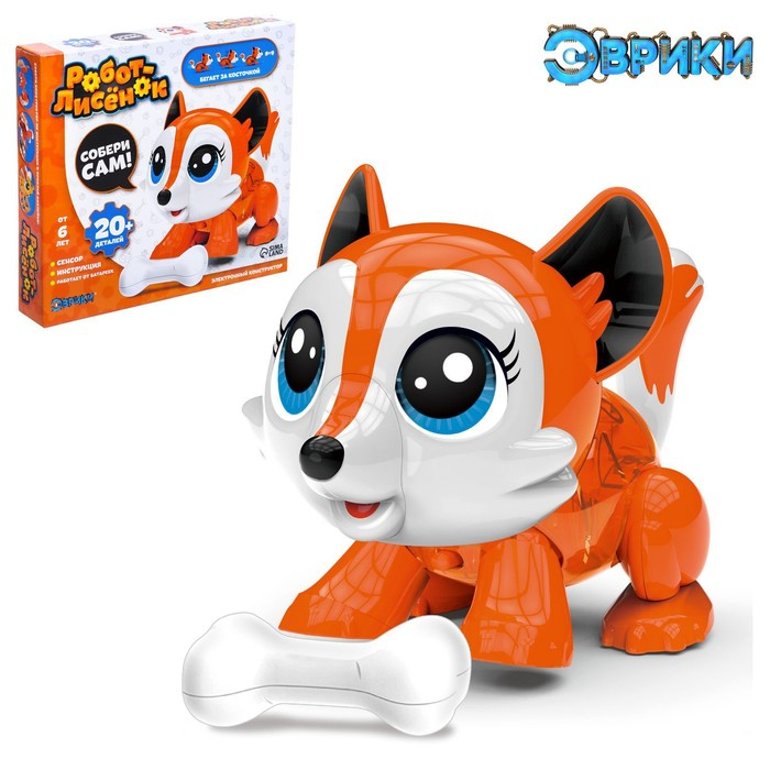 Робот &laquo;Лисёнок&raquo; Эврики, электронный конструктор, интерактивный: сенсорный, на батарейках, 20 деталей