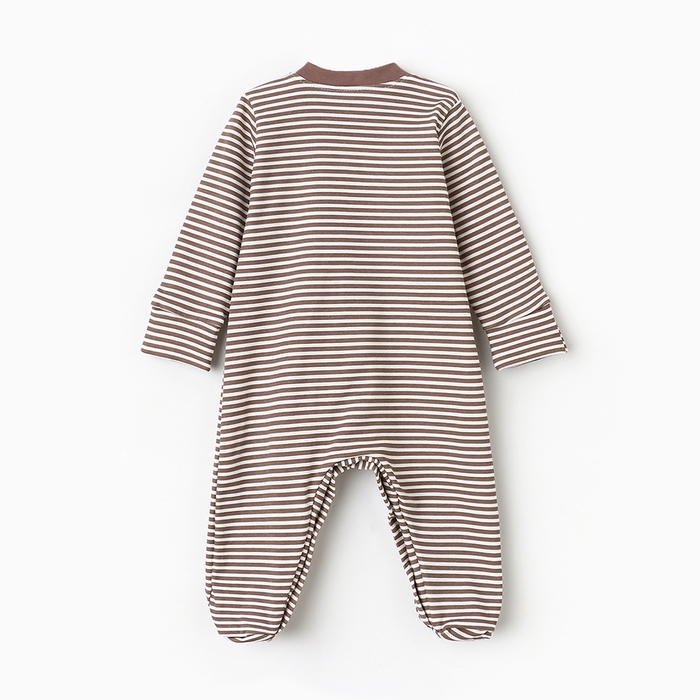 Комбинезон детский с закрытыми ножками "Мишка", цвет бежевый, рост 56