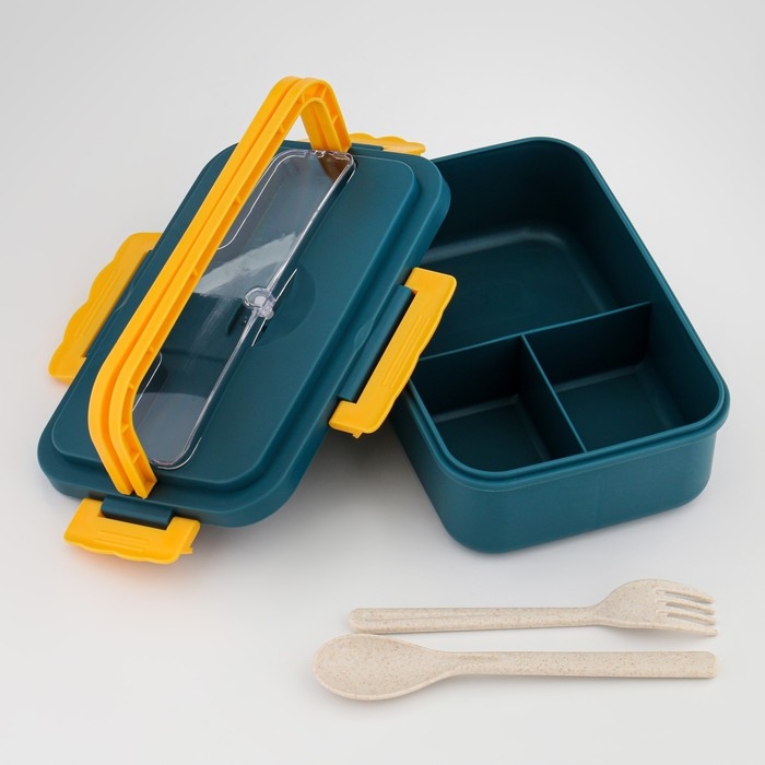 Ланч-бокс, 800 мл, с приборами, 12 х 7.6 х 20 см, бирюзовый Ланч-бокс, 800 мл, с приборами, 12 х 7.6 х 20 см, бирюзовый