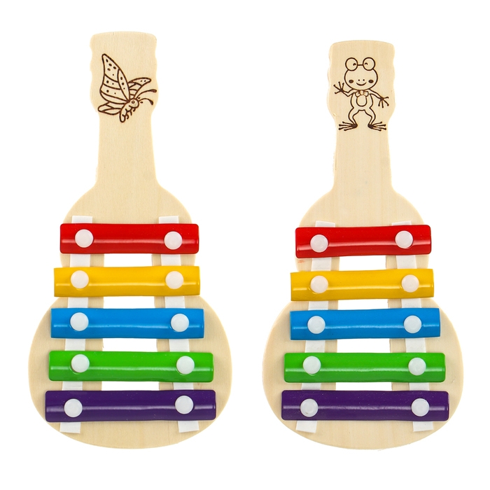 Металлофон «Гитара» 21×10,5 × 1,5 см, 2 палочки, МИКС Металлофон «Гитара» 21×10,5 × 1,5 см, 2 палочки, МИКС