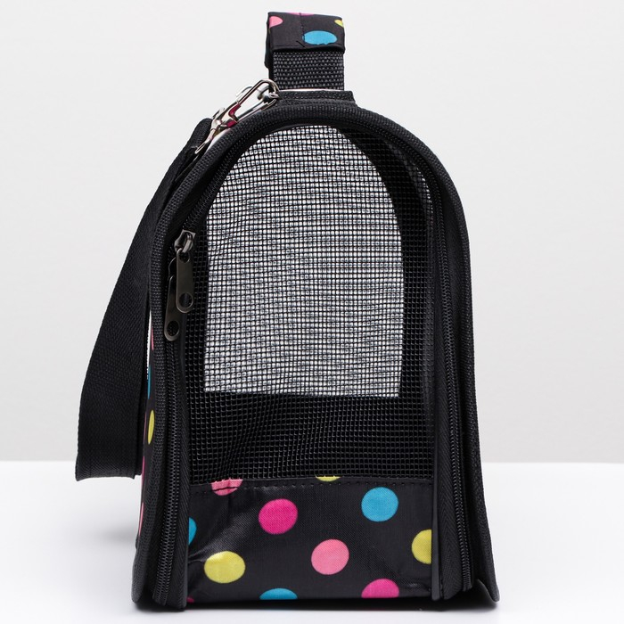 Сумка - переноска для животных Сумка - переноска для животных "Горошек", чёрная, размер S, 37,5 х 17 х 22 см