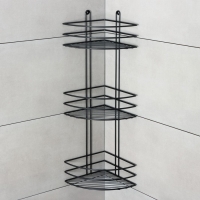 Полка для ванной угловая 3-х ярусная, 20×20×66 см, цвет чёрный Полка для ванной угловая 3-х ярусная, 20×20×66 см, цвет чёрный