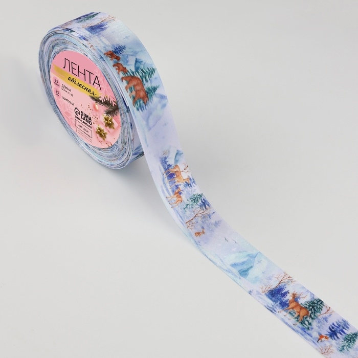 Лента атласная &laquo;Сказочный лес&raquo;, 25 мм, 23 &plusmn; 1 м