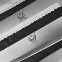 Набор кухонных ножей &laquo;Энеолит&raquo;, 5 предметов: лезвие 8,5 см, 12,5 см, 19,5 см, 20 см, 20 см, цвет чёрный