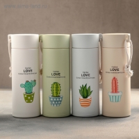 Бутылка для воды стеклянная &laquo;Кактус&raquo;, 420 мл, h=19,5 см, цвет и рисунок МИКС