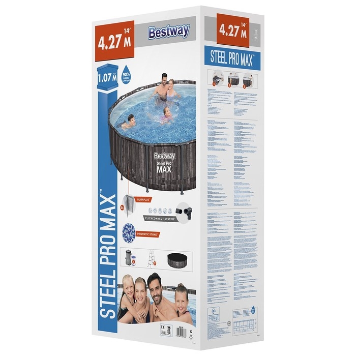 Бассейн каркасный Steel Pro, 427 х 107 см, фильтр-насос, лестница, тент, 5614Z Bestway