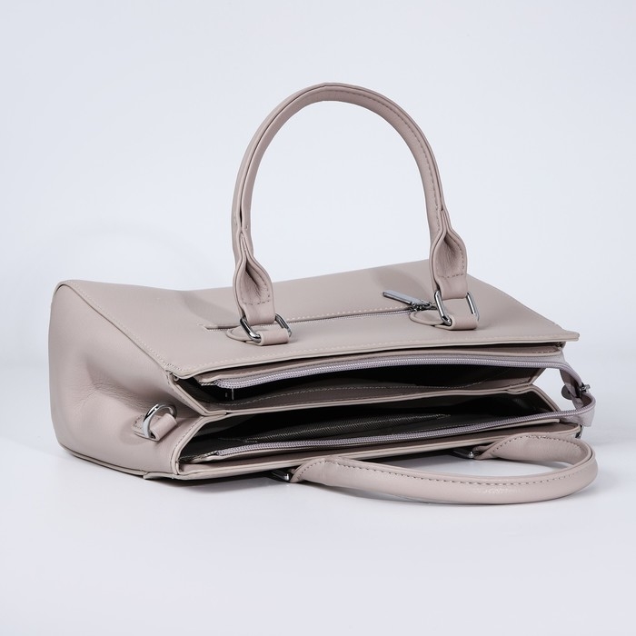 Сумка-тоут на молнии, наружный карман, цвет бежевый Сумка-тоут на молнии, наружный карман, цвет бежевый