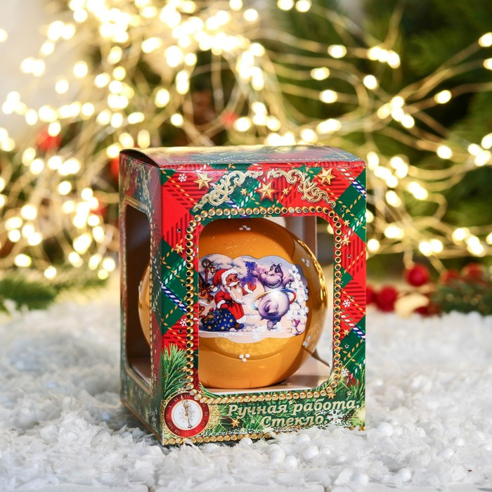 Шар новогодний Шар новогодний "Дед Мороз шагающий" микс d-8 см, микс