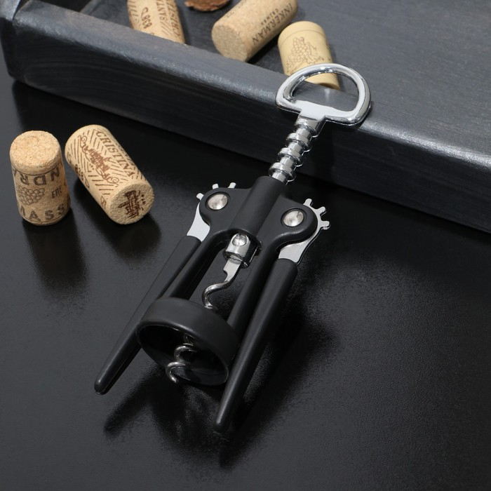 Штопор Доляна &laquo;Профи&raquo;, 19 см, цвет чёрный