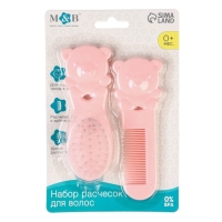 Набор расчесок «Мишка», 2 шт., цвет розовый Набор расчесок «Мишка», 2 шт., цвет розовый