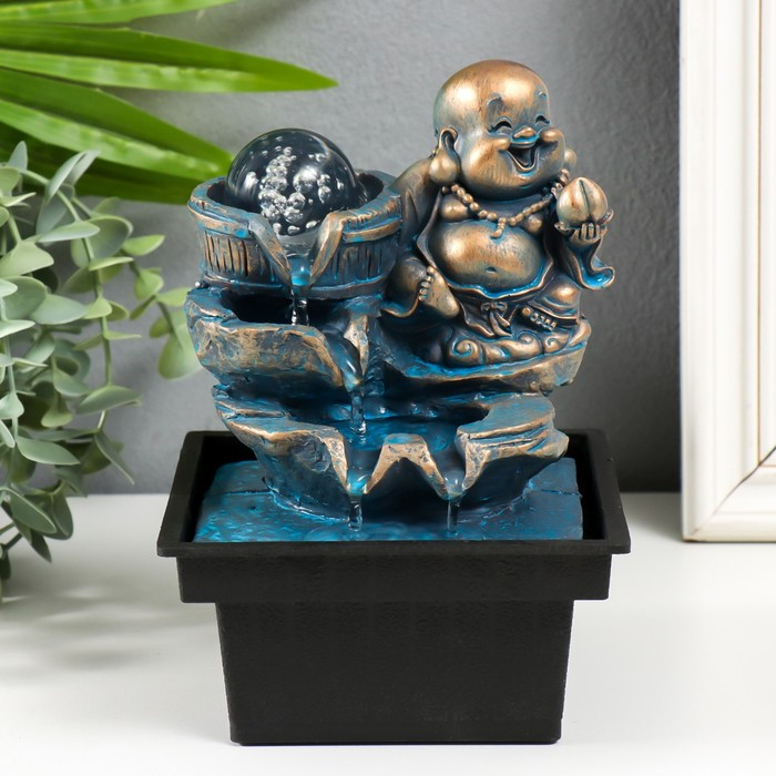 Фонтан Фонтан "Счастливый хотей с персиком" зелено-бронзовый 19,5х13,5х10 см