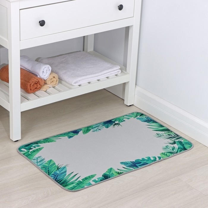 Коврик для дома Доляна «Тропики», 50×80 см, цвет зелёный, форма МИКС Коврик для дома Доляна «Тропики», 50×80 см, цвет зелёный, форма МИКС