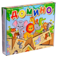 Домино большое &laquo;В зоопарке&raquo; 28 деревянных фишек