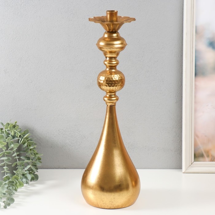 Подсвечник металл на 1 свечу Подсвечник металл на 1 свечу "Пеллегрино" золото 15,5х15,5х51 см