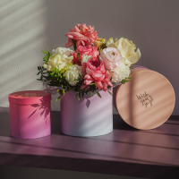 Набор шляпных коробок для цветов 4 в 1, упаковка подарочная, &laquo;Градиент&raquo;, 14 х 13 см - 20 х 17,5 см