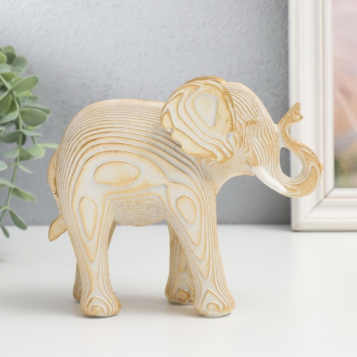 Сувенир полистоун "Белый слон с золотом - слои" 16х7х13,5 см