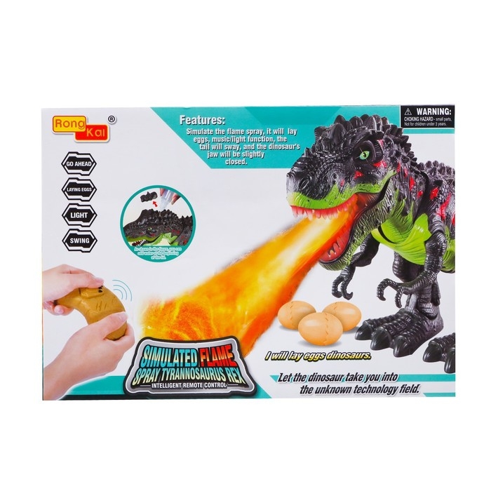 Динозавр радиоуправляемый Rex, откладывает яйца, эффект дыма, световые и звуковые эффекты, цвет зеленый Динозавр радиоуправляемый Rex, откладывает яйца, эффект дыма, световые и звуковые эффекты, цвет зеленый