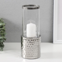 Подсвечник керамика, стекло на 1 свечу "Нуар. Цилиндр" d=7,5 см серебро 9х9х24 см Подсвечник керамика, стекло на 1 свечу "Нуар. Цилиндр" d=7,5 см серебро 9х9х24 см