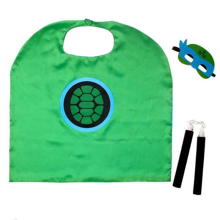 Карнавальный набор &laquo;Боевая черепашка&raquo;, в наборе 3 предмета: плащ, маска и нунчаки