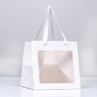 Пакет крафт с квадратным дном и окном 20 Х 20 Х 20 см Белый, 1шт Пакет крафт с квадратным дном и окном 20 Х 20 Х 20 см Белый, 1шт