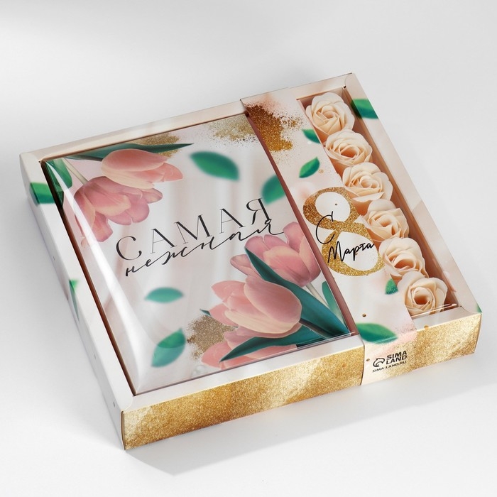 Подарочный набор &laquo;Самая нежная&raquo;: ежедневник А5 80 листов и мыльные лепестки