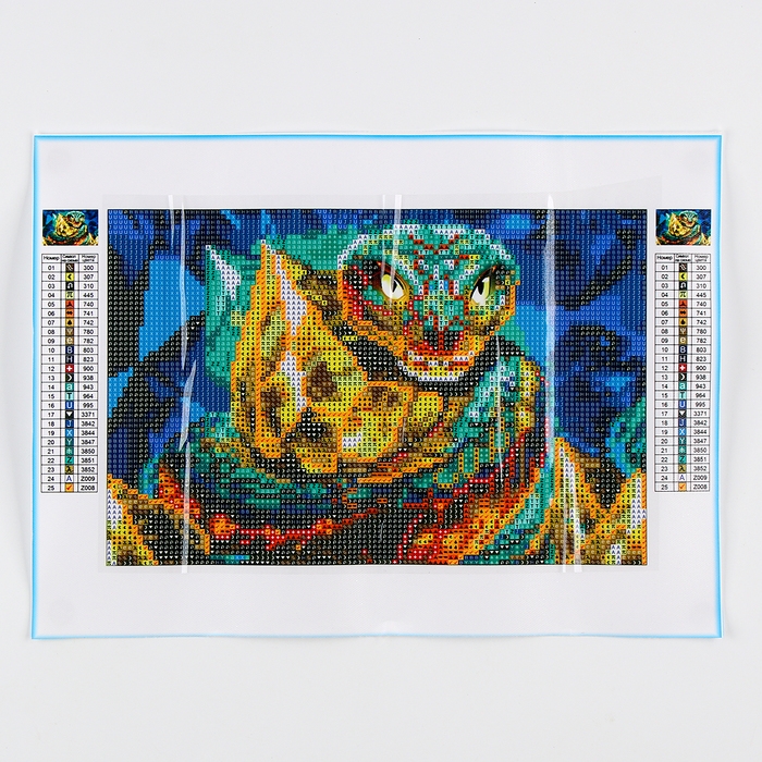 Алмазная мозаика на новый год с частичным заполнением со светящимися стразами на холсте &laquo;Змея&raquo;, 20 х 30 см, новогодний набор для творчества, символ года 2025