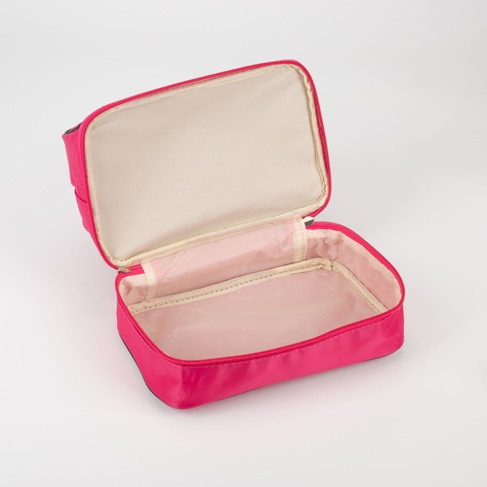 Косметичка, 2 отдела на молниях, цвет малиновый