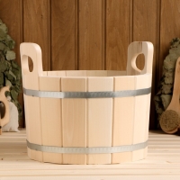 Шайка из липы, 9 л, круглая, нержавеющая вставка Шайка из липы, 9 л, круглая, нержавеющая вставка