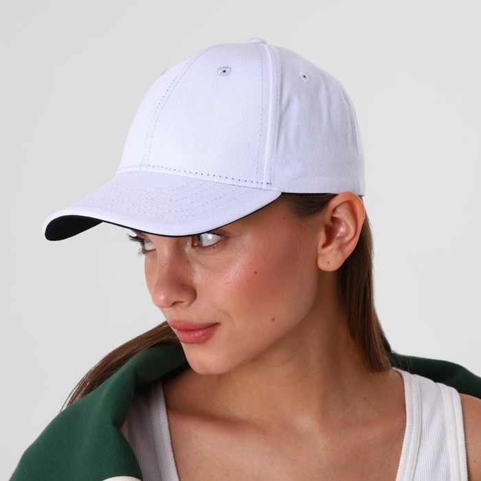 Кепка однотонная, цвет белый, х/б Кепка однотонная, цвет белый, х/б