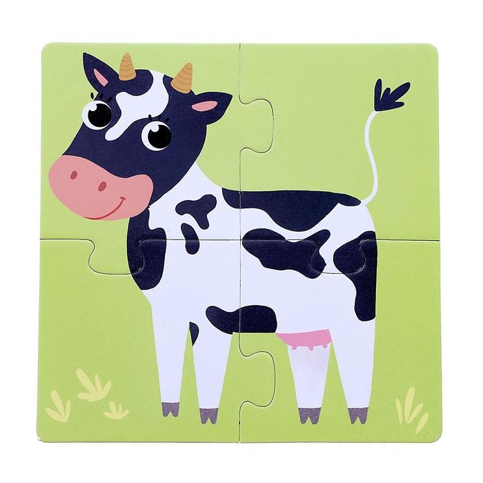 Пазлы 4 в 1 &laquo;Собери зверюшку: Кто живёт на ферме?&raquo;, 4 пазла, 16 деталей