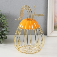 Сувенир вазон металл, керамика "Тыква с листочком" оранжевая с золотом 14,3х14,3х21 см Сувенир вазон металл, керамика "Тыква с листочком" оранжевая с золотом 14,3х14,3х21 см