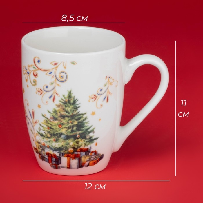 Новогодняя кружка для чая Доляна &laquo;Волшебное дерево&raquo;, 300 мл, фарфор, цвет белый