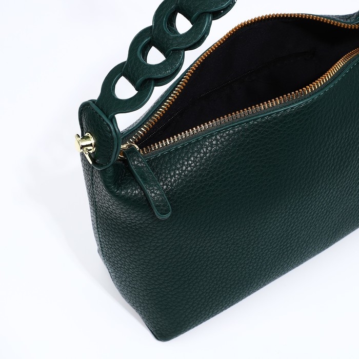 Сумка-багет на молнии, цвет зелёный