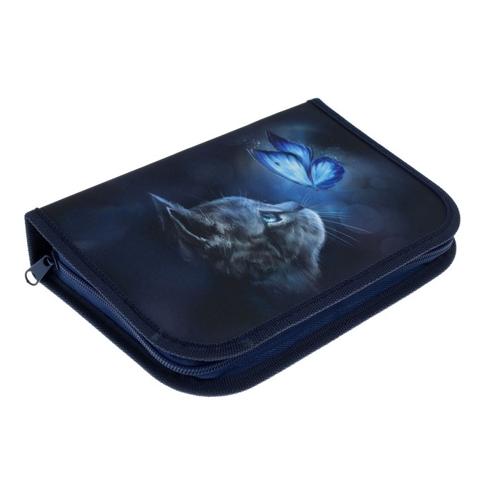 Пенал 3 секции, вкладка внутри, 140 х 210 х 40 мм, тканевый, Calligrata TOP Block Пенал 3 секции, вкладка внутри, 140 х 210 х 40 мм, тканевый, Calligrata TOP Block "Милый котик"