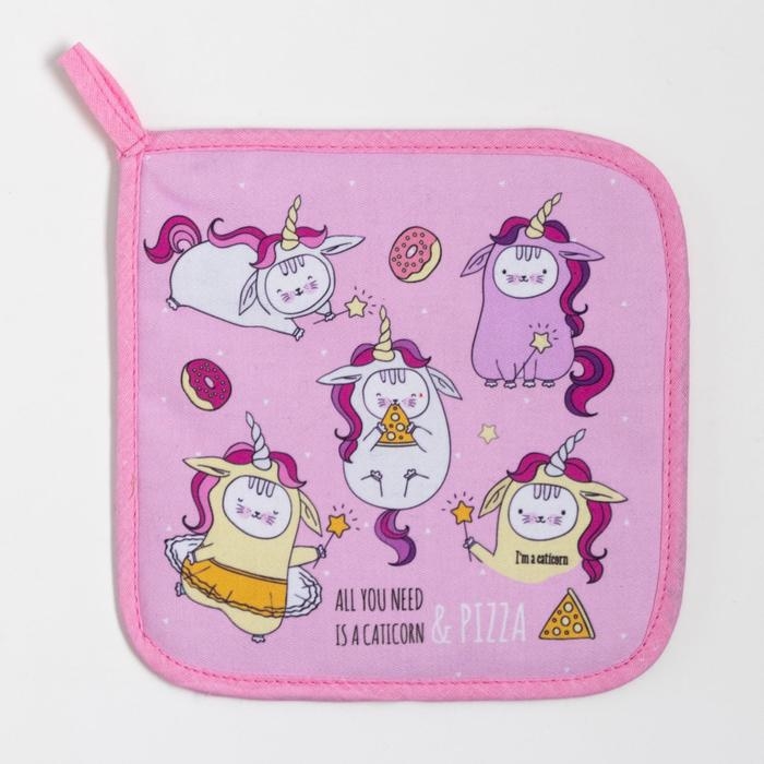 Набор кухонный &laquo;Caticorn&raquo; варежка-прихватка 20х28см, прихватка 19х19см,100% хлопок