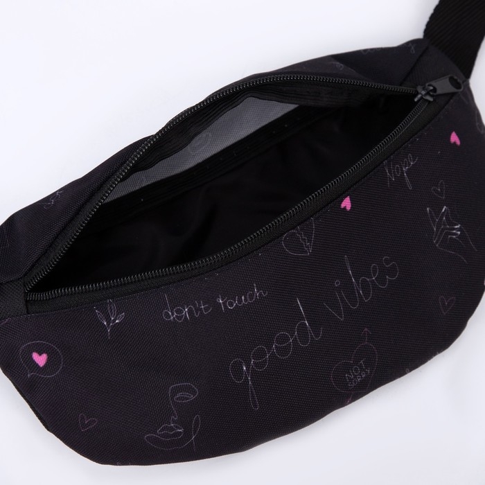 Сумка на пояс Good vibes, 32х8х15 см, отд на молнии, чёрная Сумка на пояс Good vibes, 32х8х15 см, отд на молнии, чёрная