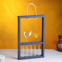 Кашпо деревянное 26×5×40 см с 5 колбами 15 см "Рамка Экстра Слим", чёрный Дарим Красиво Кашпо деревянное 26×5×40 см с 5 колбами 15 см "Рамка Экстра Слим", чёрный Дарим Красиво