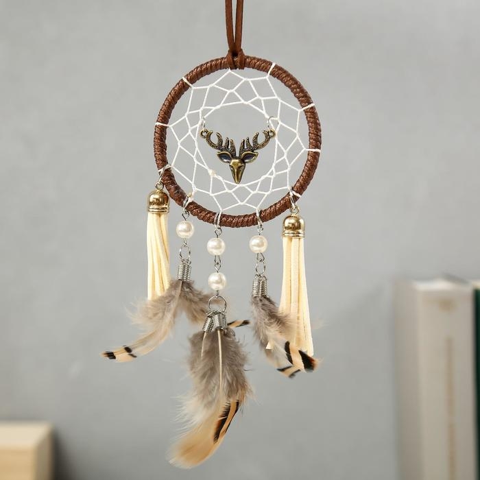 Ловец снов Ловец снов "Паутинка с оленем" с кисточками 18х7 см