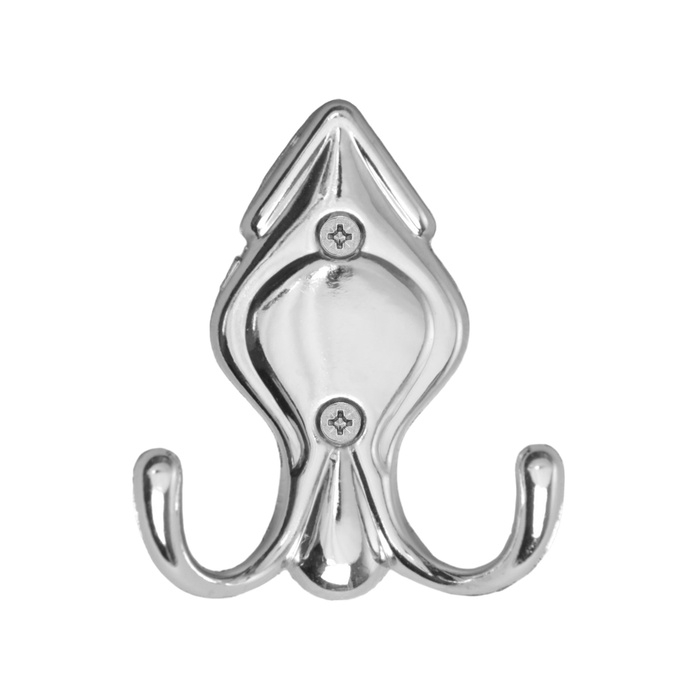 Крючок мебельный ТУНДРА TKD025, двухрожковый, хром Крючок мебельный ТУНДРА TKD025, двухрожковый, хром