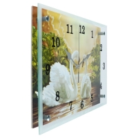 Часы-картина настенные, серия: Животный мир, "Лебеди", 25х35 см Часы-картина настенные, серия: Животный мир, "Лебеди", 25х35 см