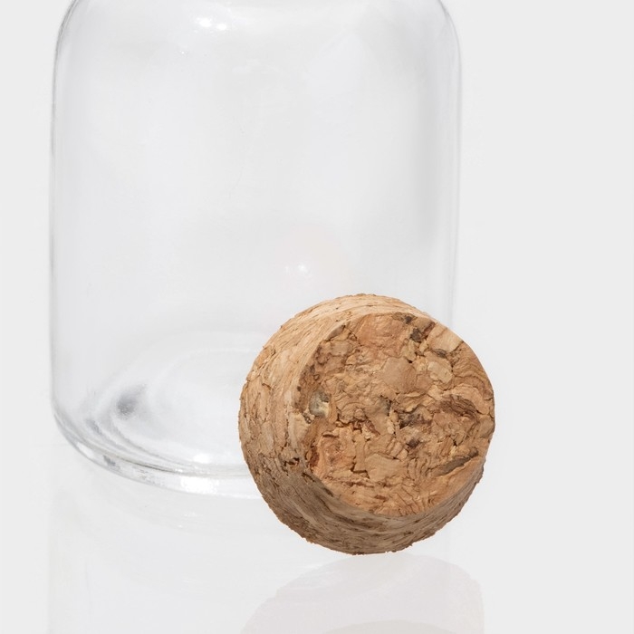 Банка стеклянная для хранения сыпучих продуктов Доляна &laquo;Парфе&raquo;, 40 мл, 4&times;6,6 см, с пробковой крышкой