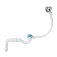 Сифон для ванны Akvater, 1 1/2"х40мм, выпуск и перелив, гофра 40х40/50мм, пробка без цепочки Сифон для ванны Akvater, 1 1/2"х40мм, выпуск и перелив, гофра 40х40/50мм, пробка без цепочки