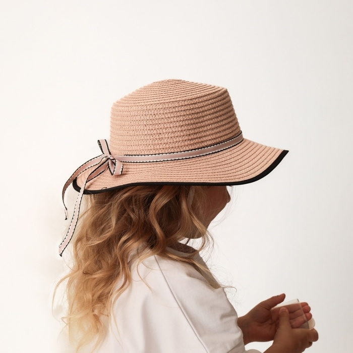 Шляпа для девочки MINAKU Шляпа для девочки MINAKU "Леди", размер 52-54, цвет розовый